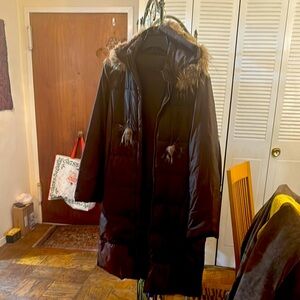 Via Spiga Down Coat with fur trimmed hood.